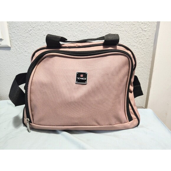 Women's Pink TAG two compartment small travel bag Soft Case With Measurements - Picture 6 of 10